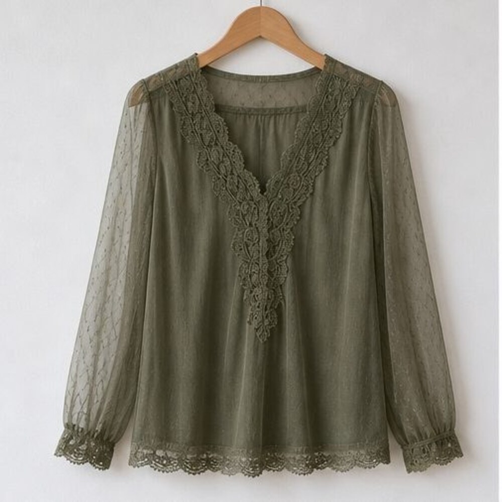Olive Wrap Blouse
